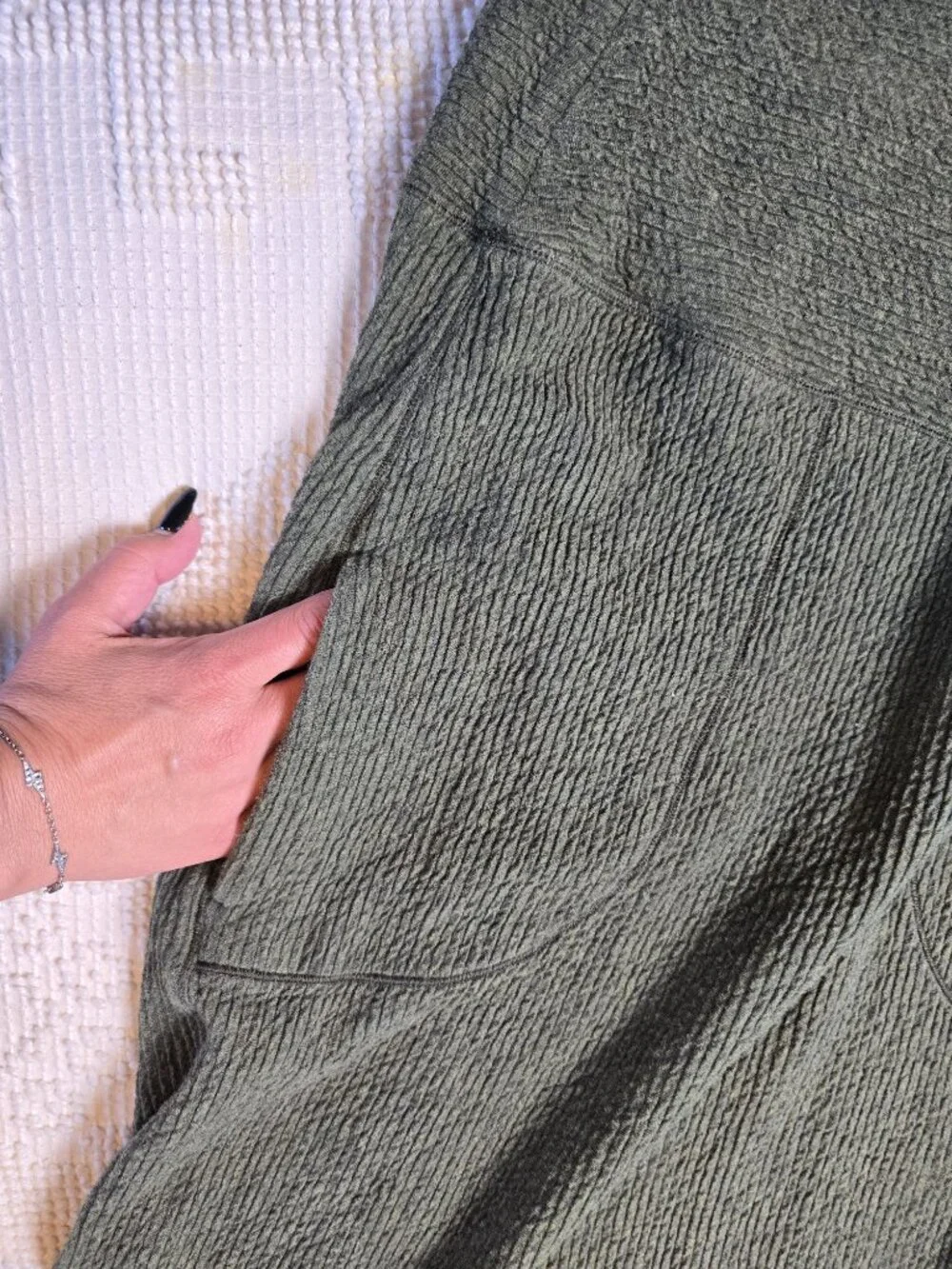lululemon Women's Green Waffle Knit Cowl Neck Pullover Dress Pockets M